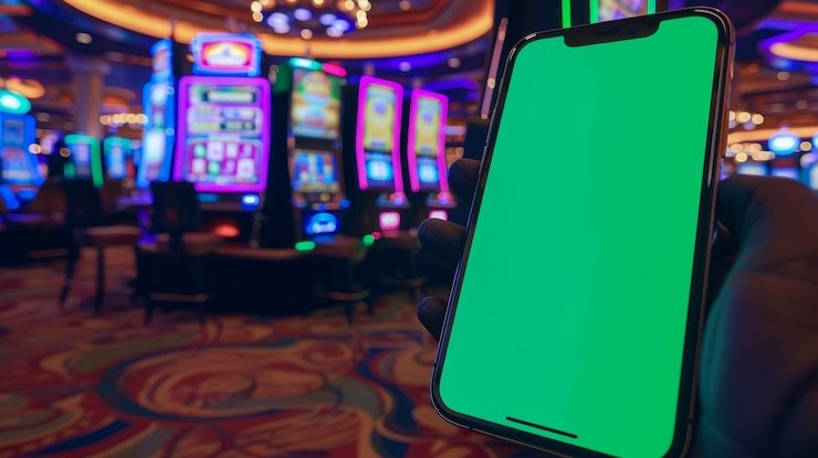 Live dealer at blackjack table with cards and chips visible